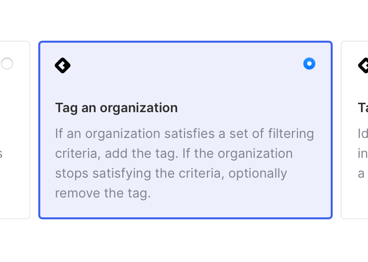 Use a workflow template to tag organizations