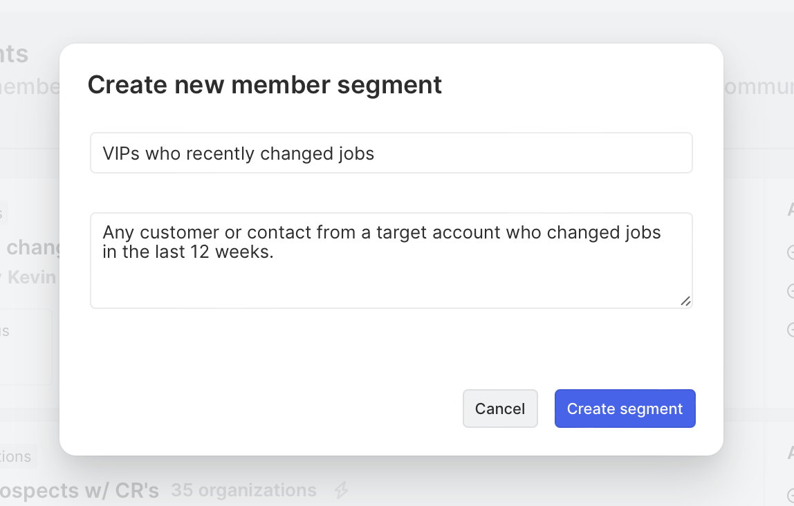 Create a new contact segment