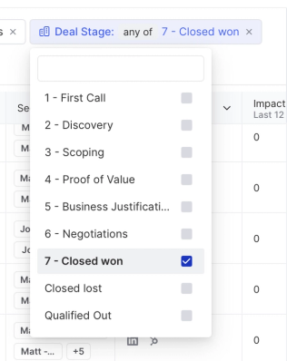 Set Deal Stage to reflect customer status