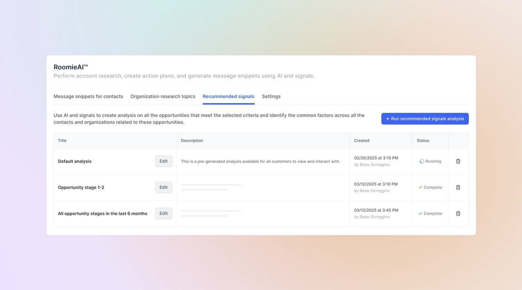 Image of recommended signals