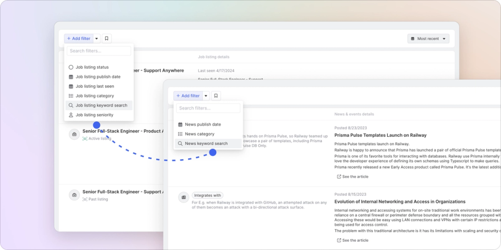 screenshot of keyword filtering in common room