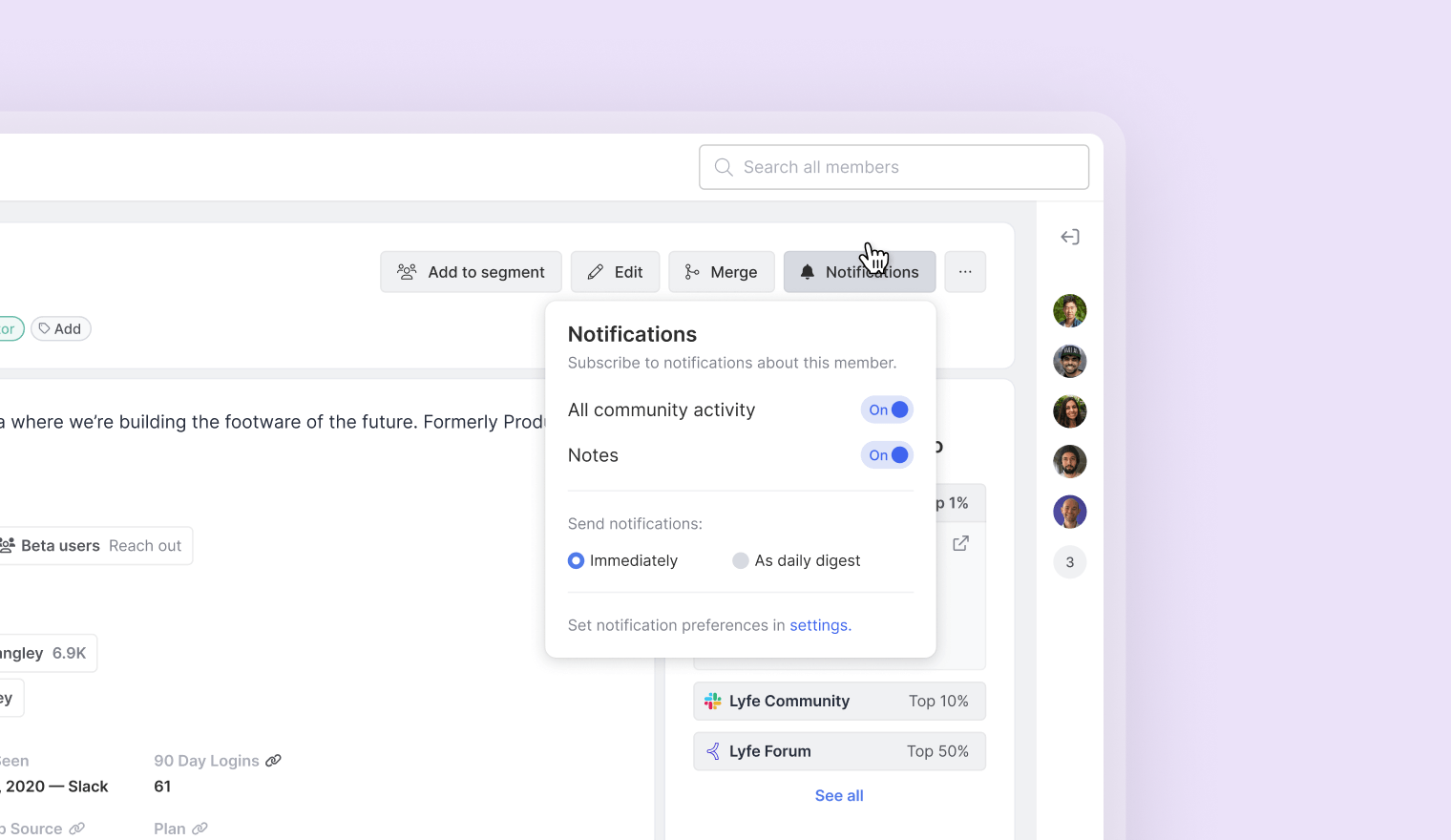 Setup notifications