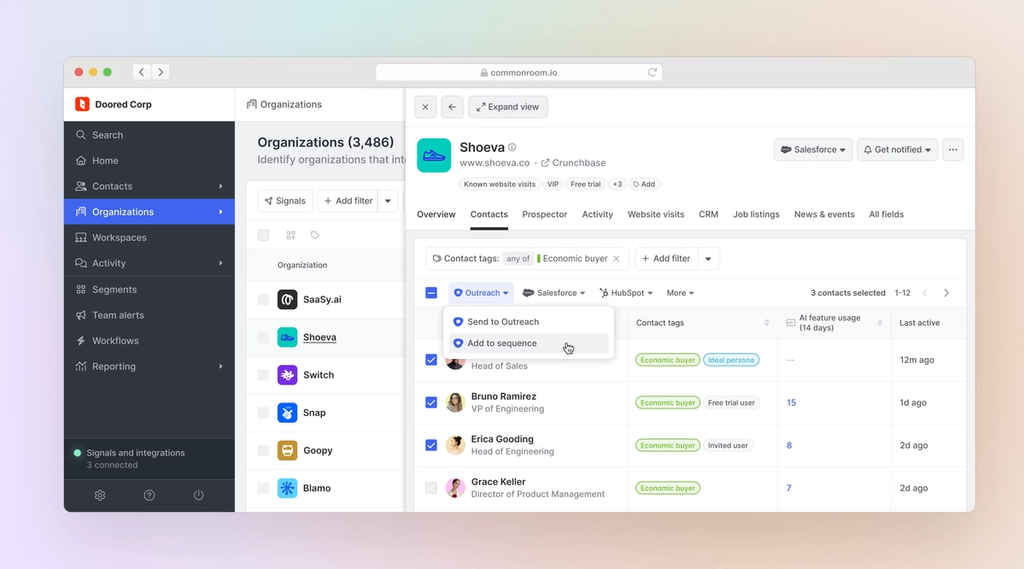Take action on any contact