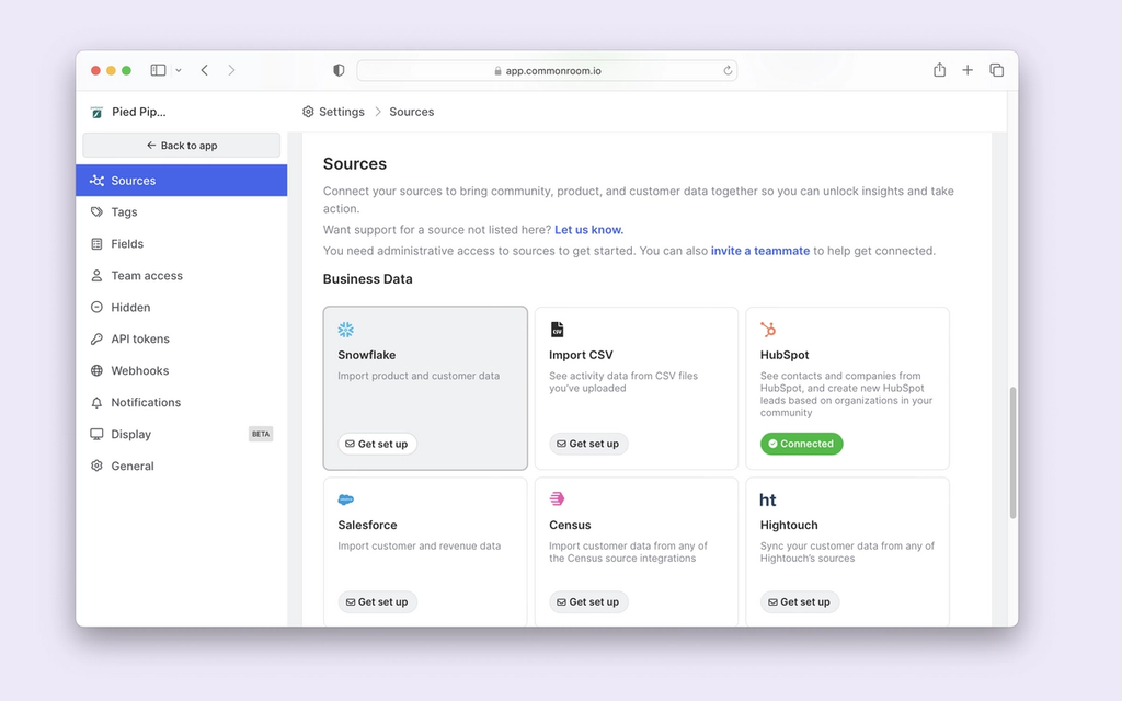 Connect to business data sources