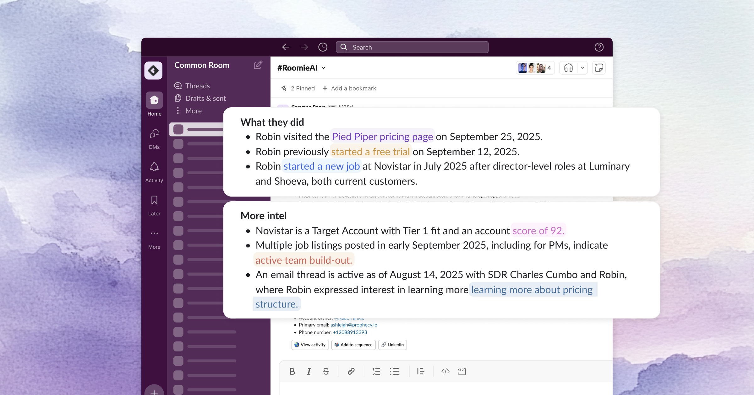 Image of RoomieAI Spark in Slack
