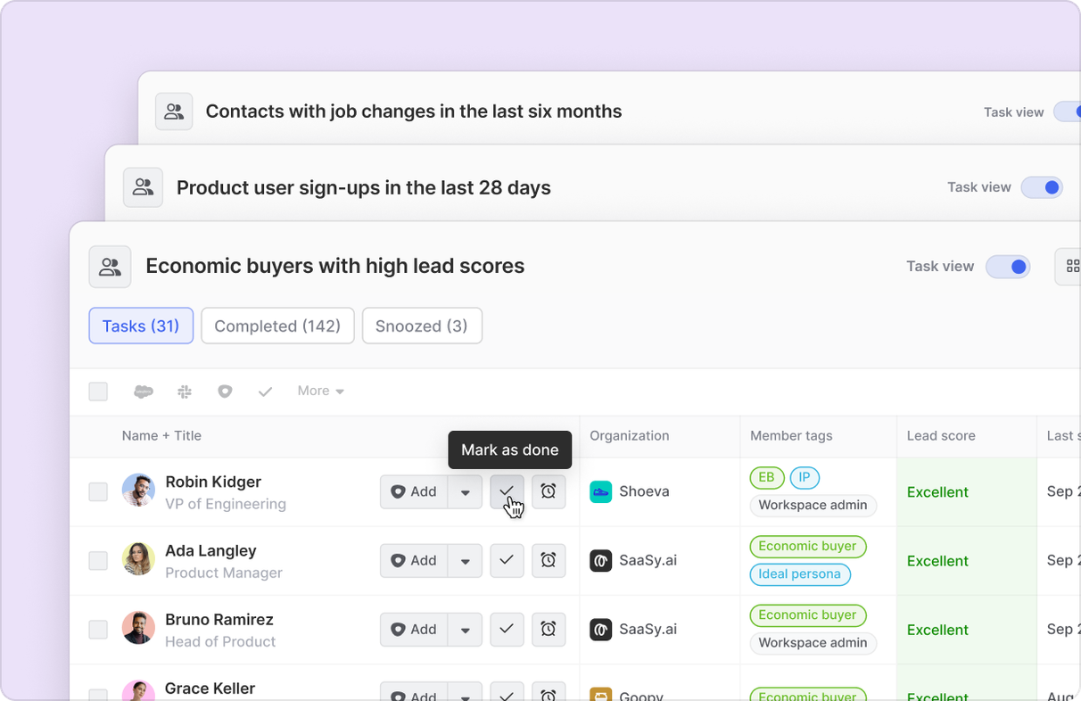Personalized outbound lists from contextual segments
