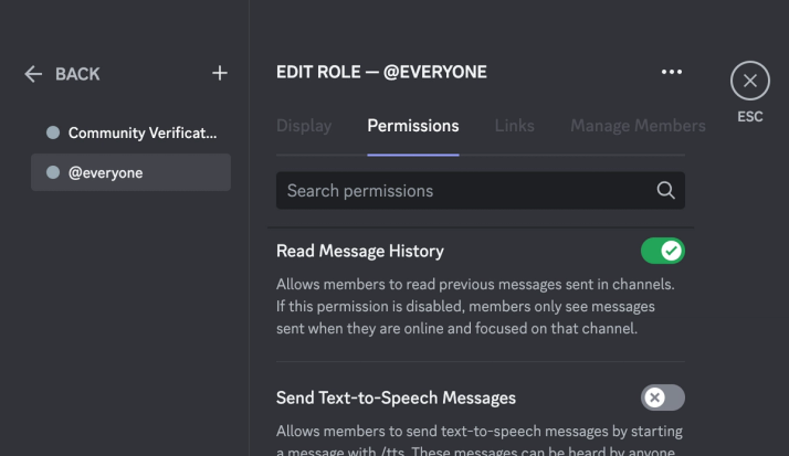 Edit default role permissions