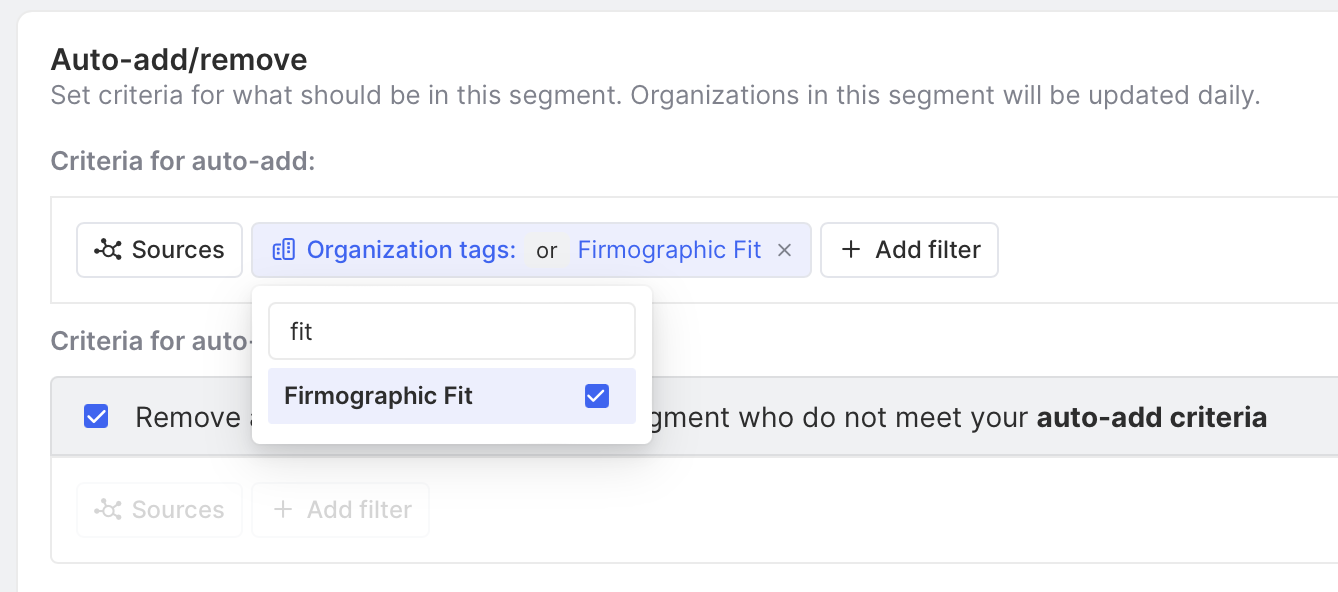 Filter organizations with custom tags