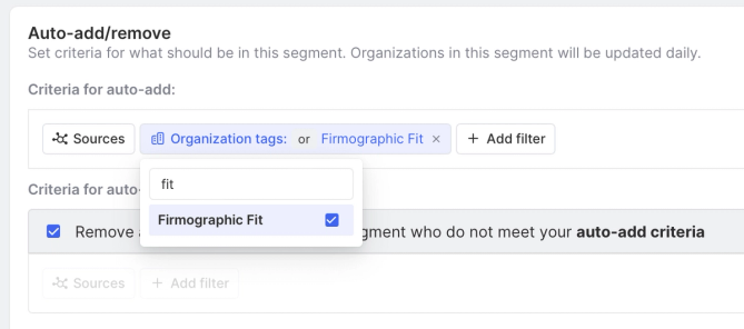 Filter organizations with custom tags