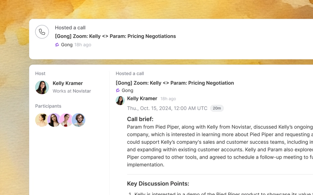 Image of Gong call activity signals