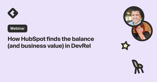 Blog title card with title: "How HubSpot finds the balance (and business value) in DevRel"