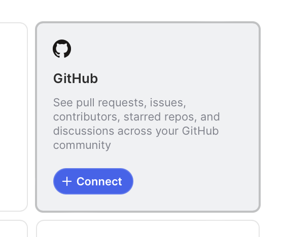 Connect to GitHub to import repo data