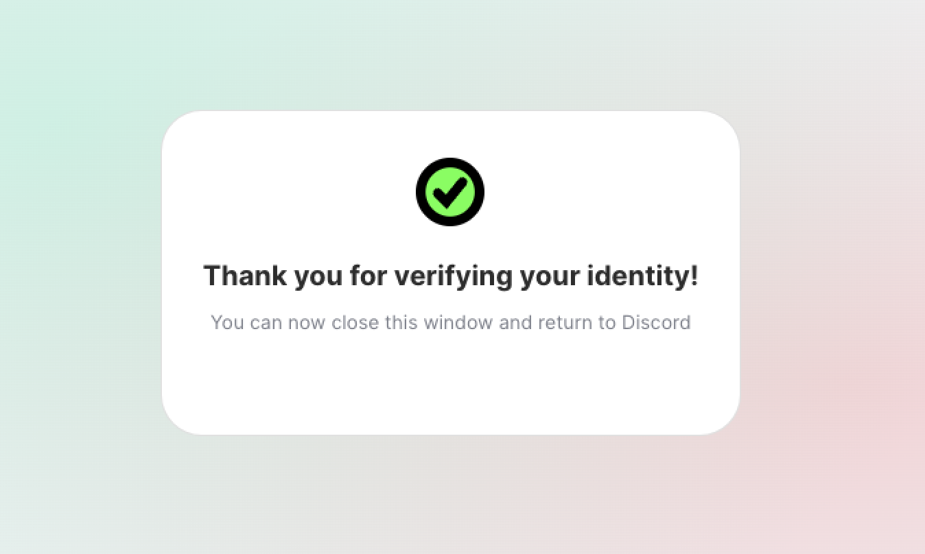 Identity verification screen confirmation