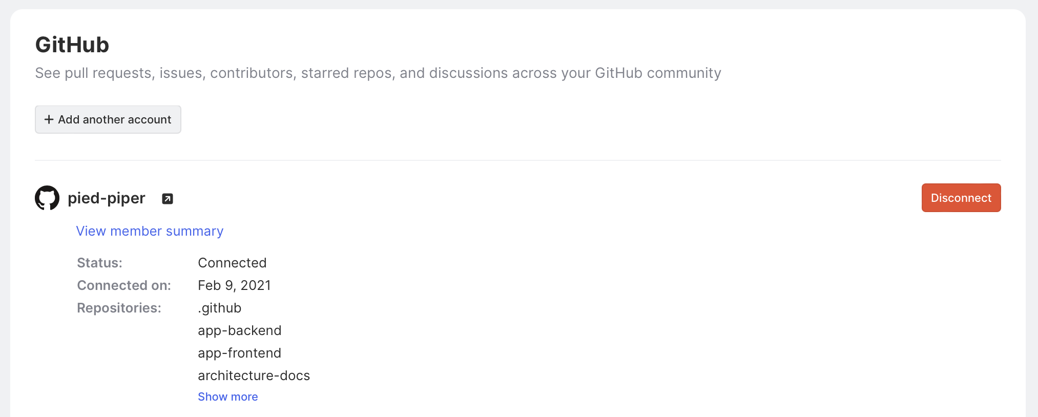 GitHub repos connected to Common Room