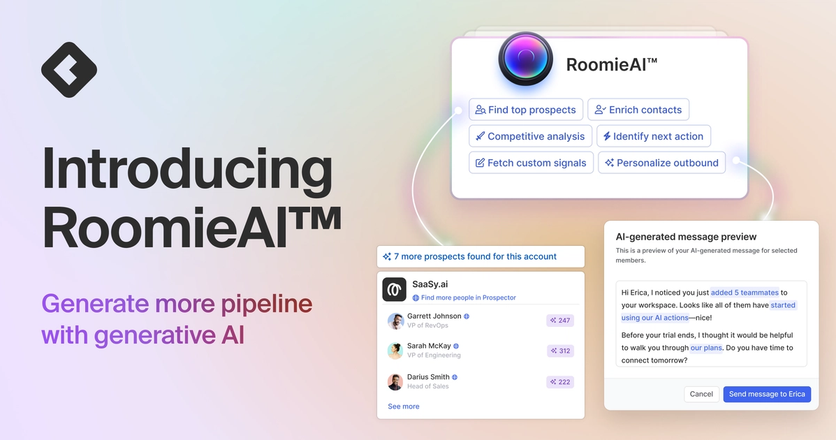 Blog title card with title: "Introducing RoomieAI™: Generate more pipeline with generative AI"