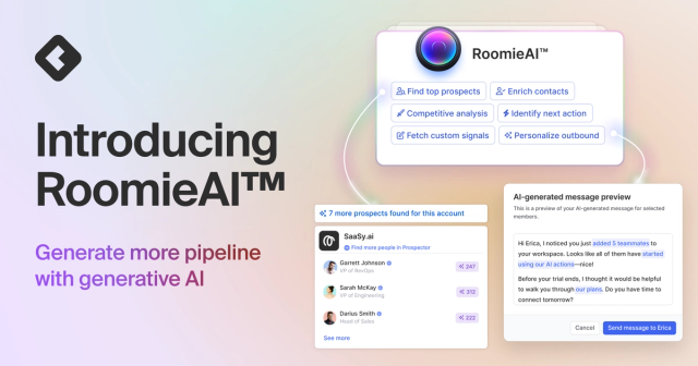 Blog title card with title: "Introducing RoomieAI™: Generate more pipeline with generative AI"