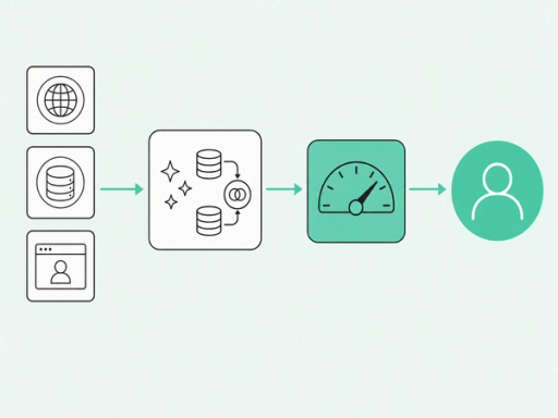 Pipeline: raw data sources flow into verify and enrich, then lead scoring, then resolution into one buyer