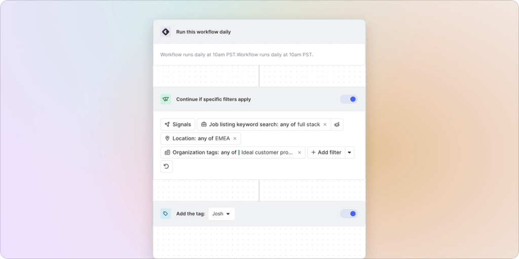 screenshot of automated workflow builder in Common Room