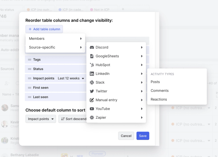Add source-specific columns to add context