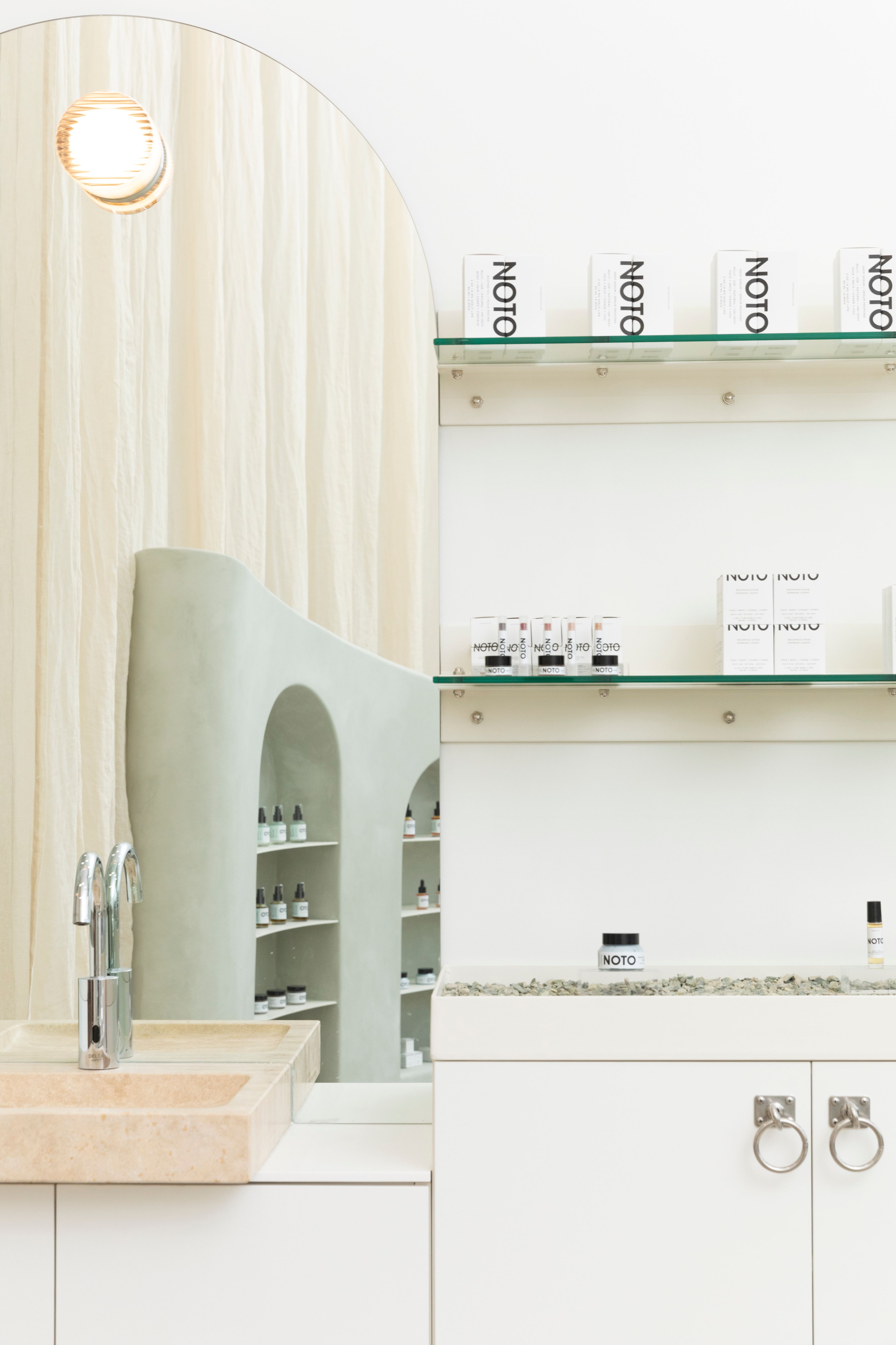 Floating glass shelves for display