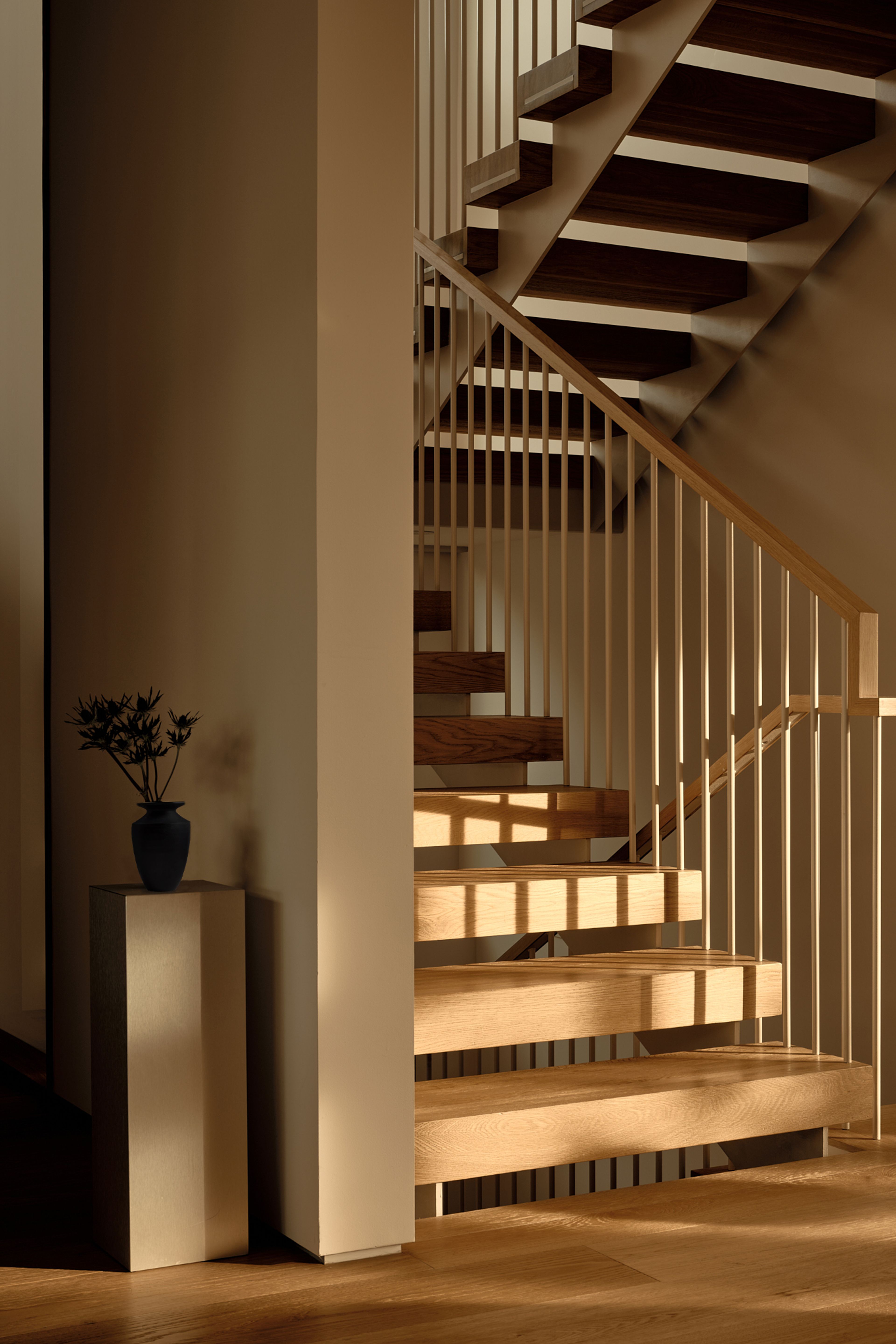 Custom stairwell spanning three floors