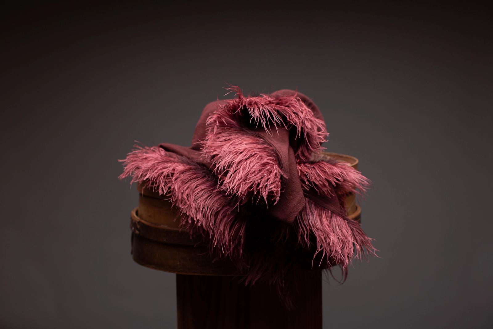 Bordeaux Cashmere & Feather Poncho