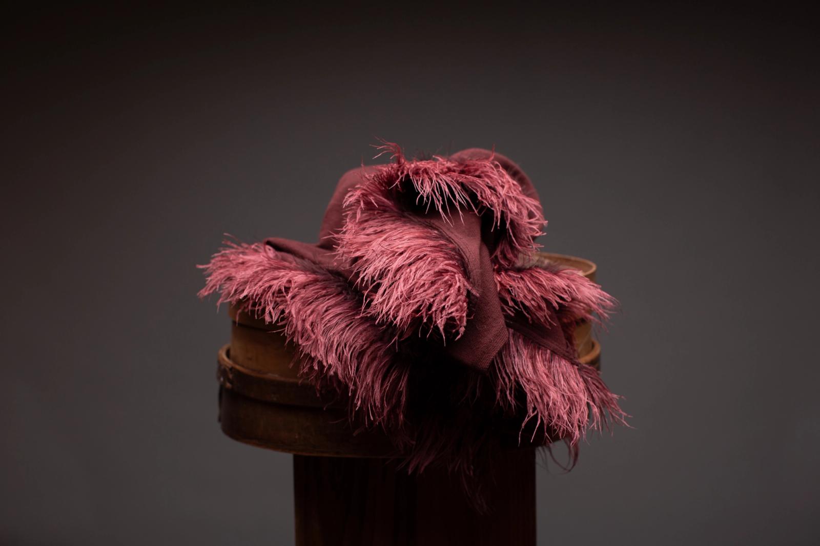 Bordeaux Cashmere & Feather Poncho