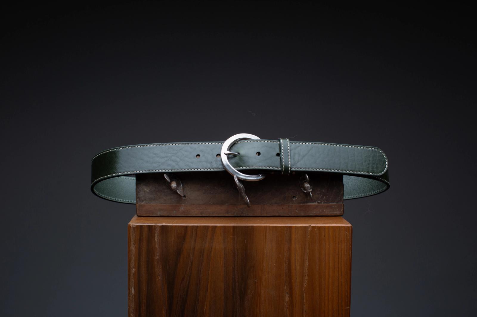 Dark Green Leather Belt