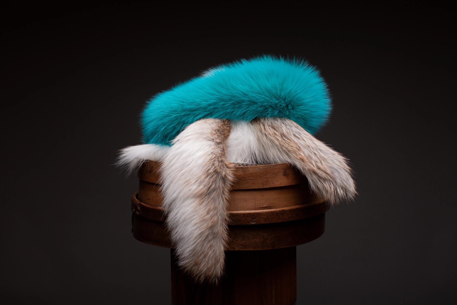 Turquoise & White Fox Scarf