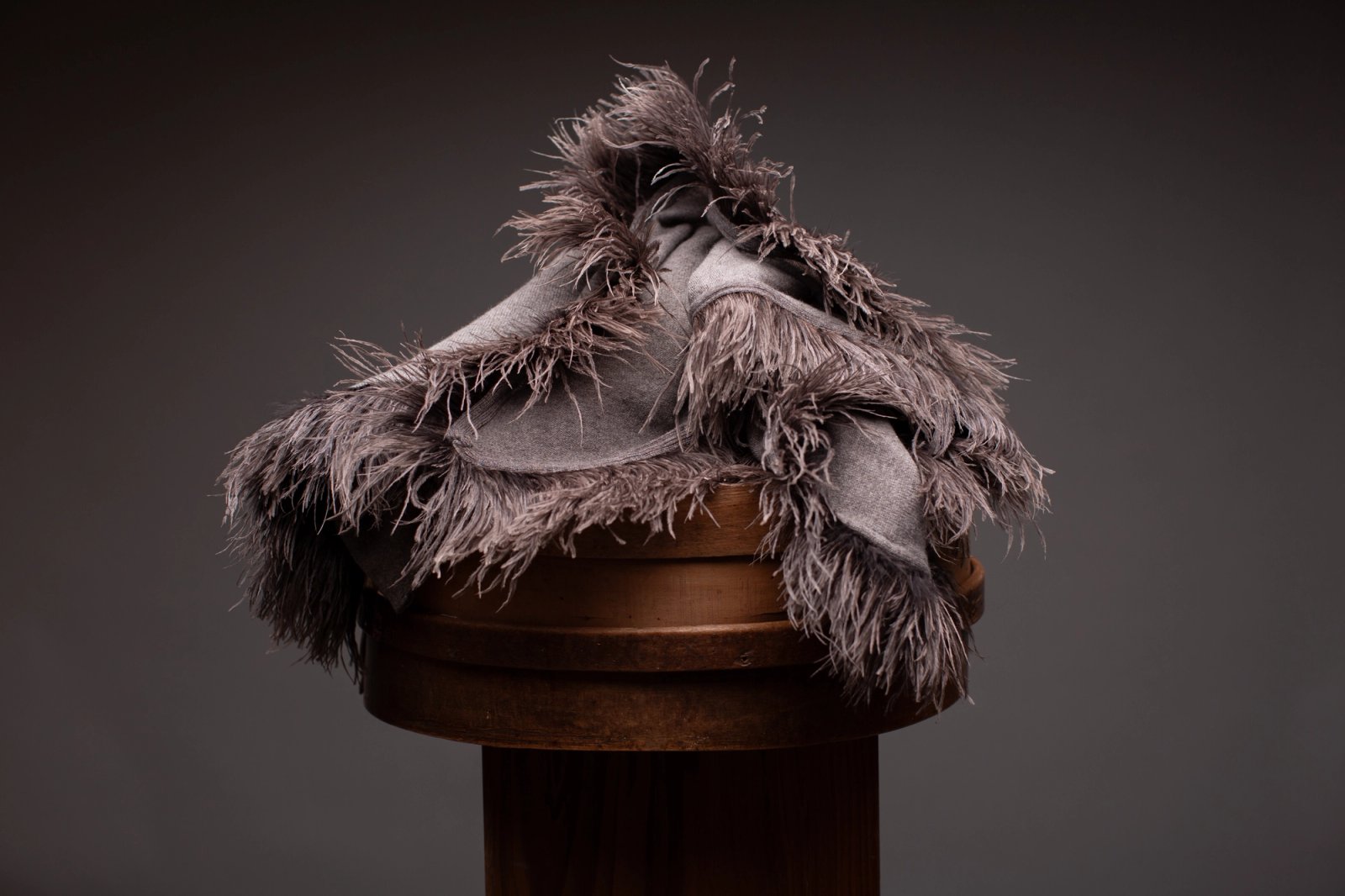 Taupe Cashmere & Feather Poncho