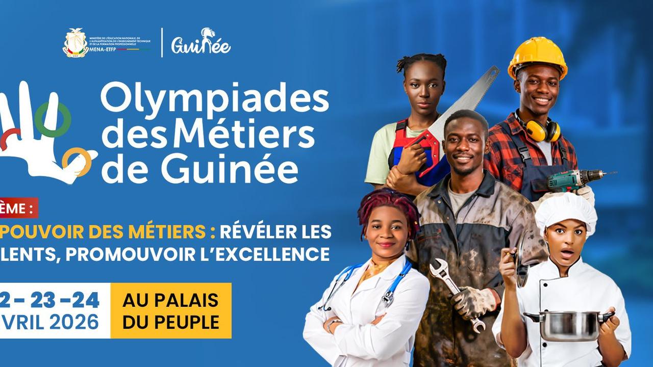 Jeunes participants aux Olympiades des Métiers 2026 au Palais du Peuple de Conakry