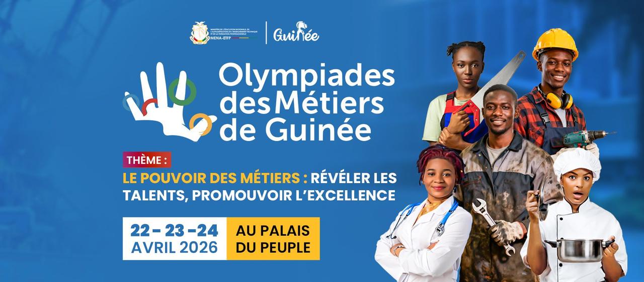 Jeunes participants aux Olympiades des Métiers 2026 au Palais du Peuple de Conakry