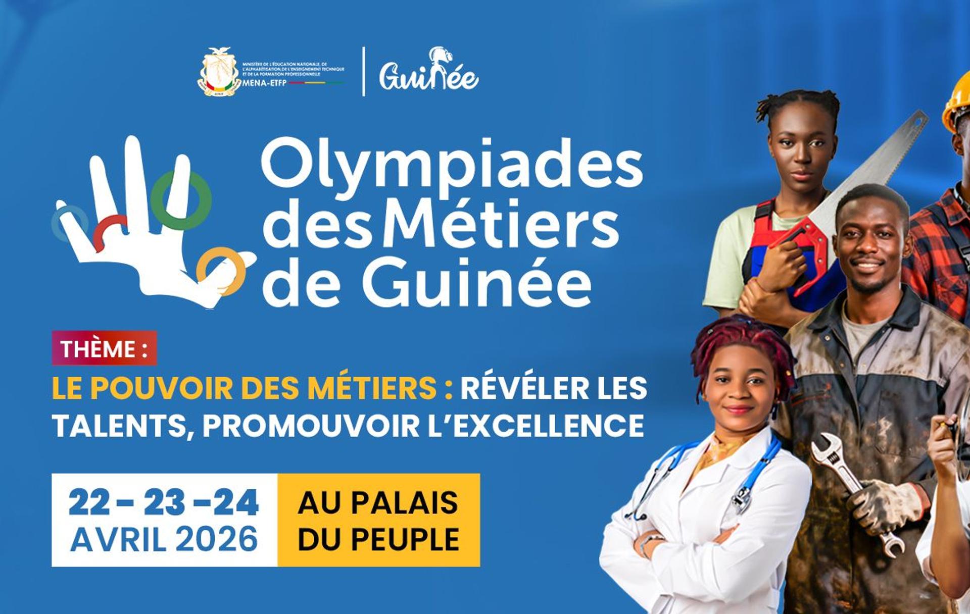 Jeunes participants aux Olympiades des Métiers 2026 au Palais du Peuple de Conakry