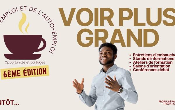 Affiche officielle de la 6ème édition du Café de l'Emploi et de l'Auto-emploi à l'Université de Sonfonia, Conakry.