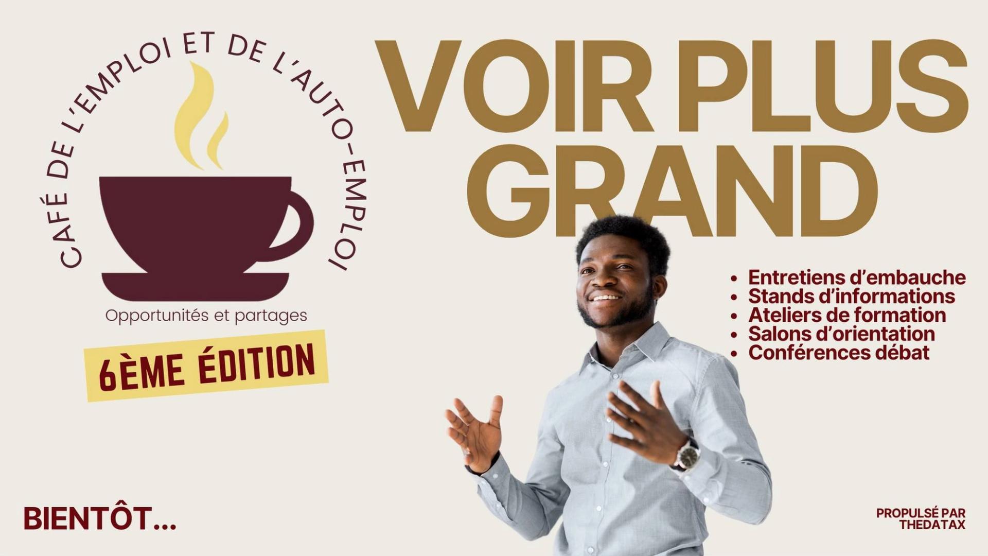 Affiche officielle de la 6ème édition du Café de l'Emploi et de l'Auto-emploi à l'Université de Sonfonia, Conakry.