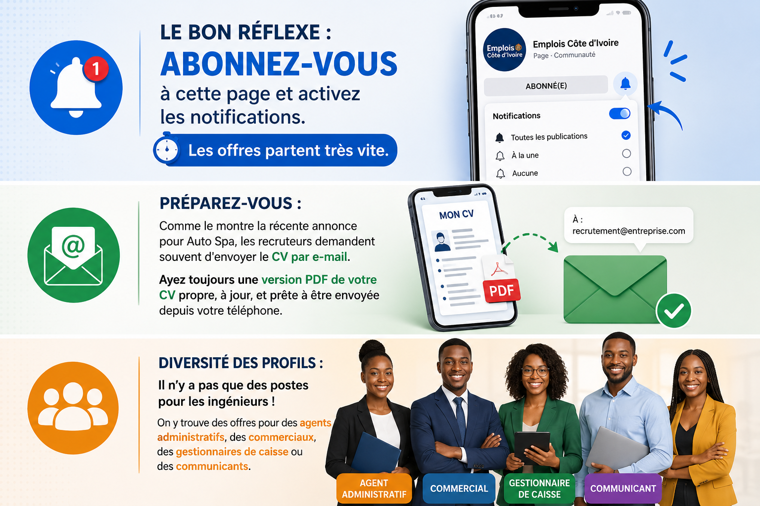 Un jeune diplômé guinéen consultant des offres d'emploi sur son smartphone via la page Facebook Recrutement Guinée.