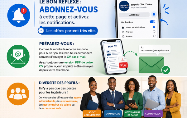 Un jeune diplômé guinéen consultant des offres d'emploi sur son smartphone via la page Facebook Recrutement Guinée.