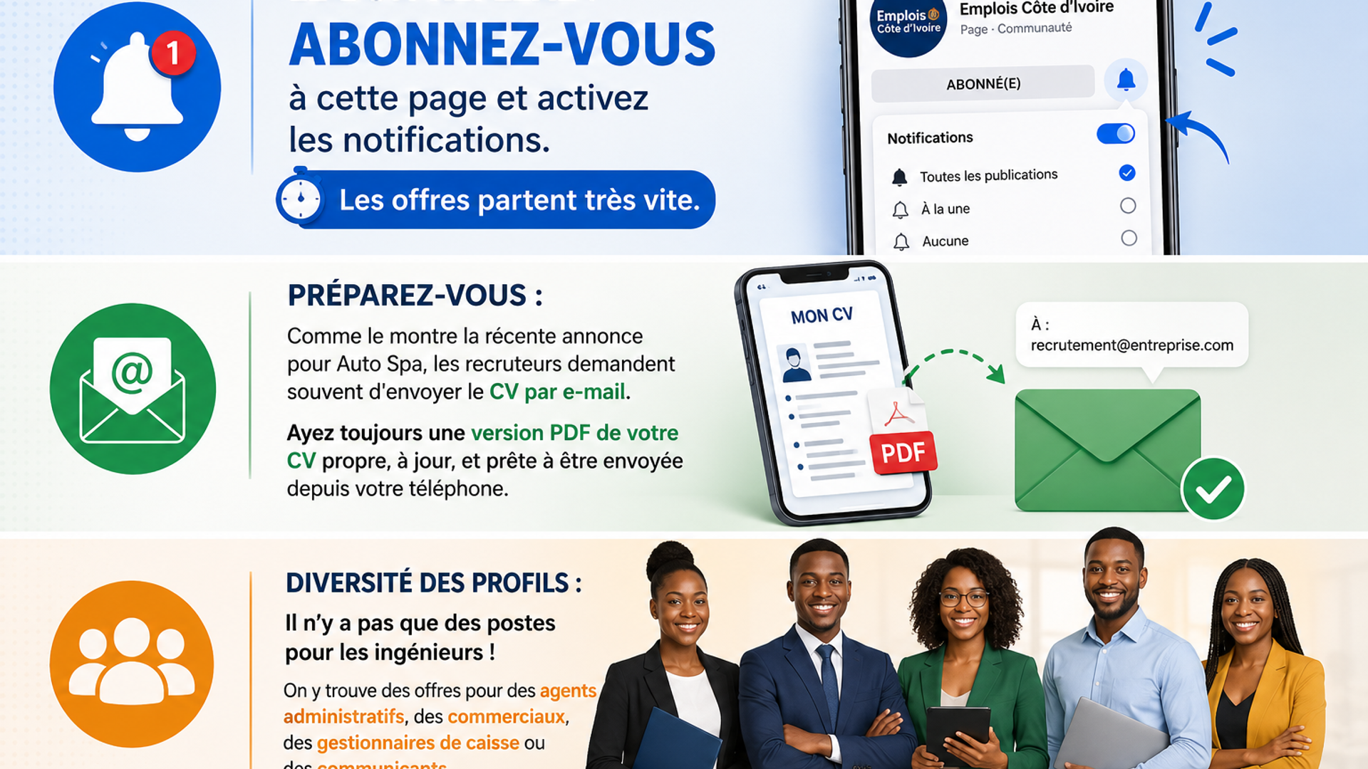 Un jeune diplômé guinéen consultant des offres d'emploi sur son smartphone via la page Facebook Recrutement Guinée.