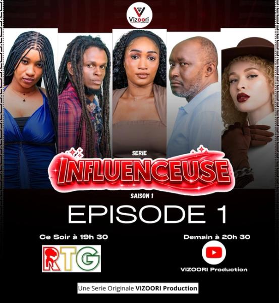 Affiche officielle de la série télévisée guinéenne INFLUENCEUSE, produite par VIZOORI Production.