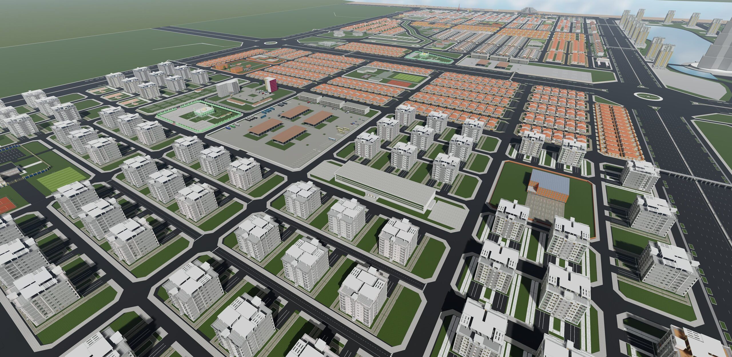Maquette architecturale des résidences et infrastructures modernes du projet SGCG Dream City en Guinée.