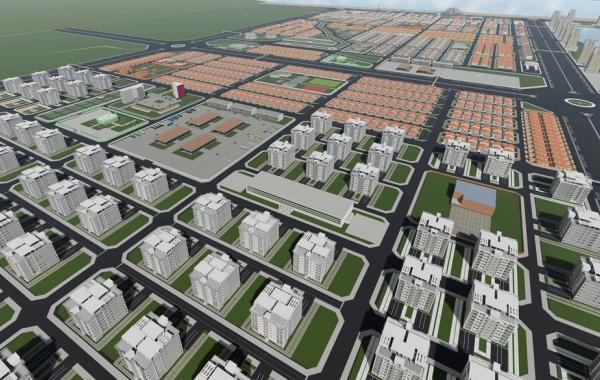 Maquette architecturale des résidences et infrastructures modernes du projet SGCG Dream City en Guinée.