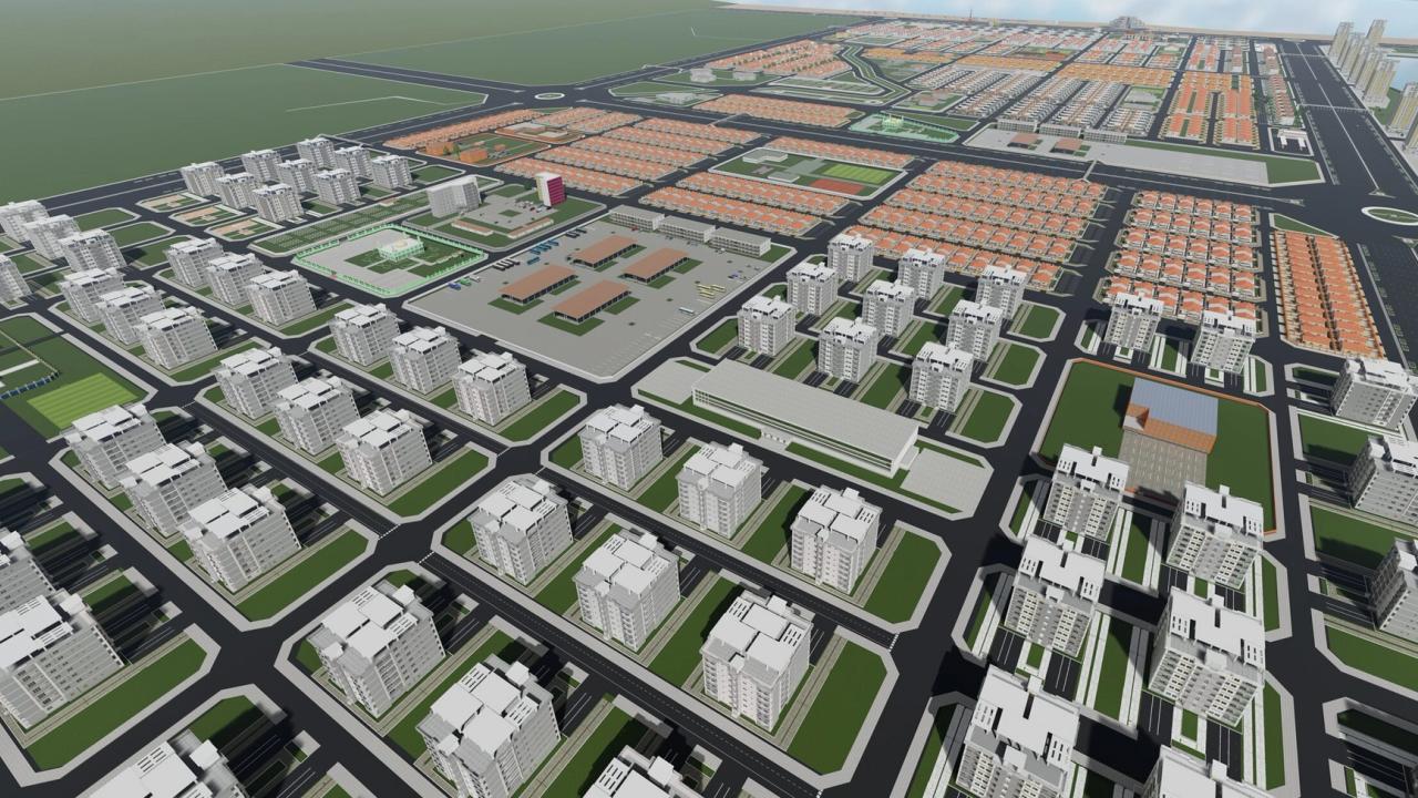 Maquette architecturale des résidences et infrastructures modernes du projet SGCG Dream City en Guinée.