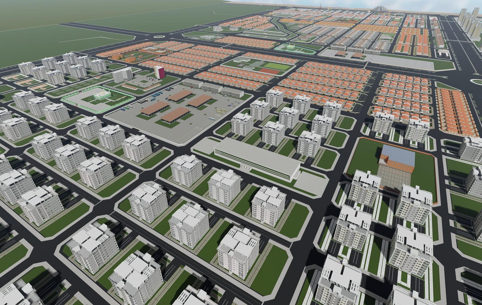 Maquette architecturale des résidences et infrastructures modernes du projet SGCG Dream City en Guinée.