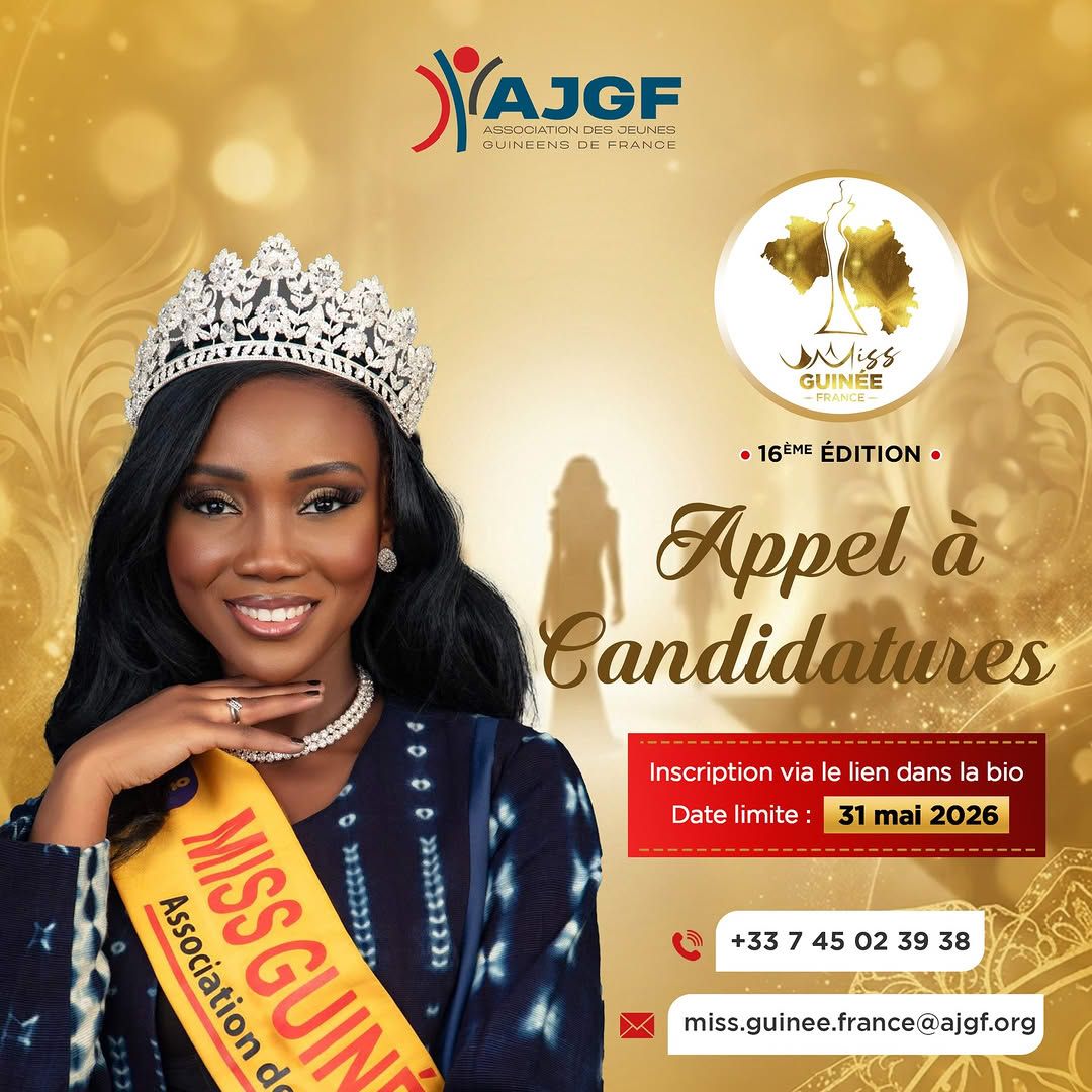 Couronne de Miss et jeunes femmes guinéennes rayonnantes lors de l'élection Miss Guinée France.