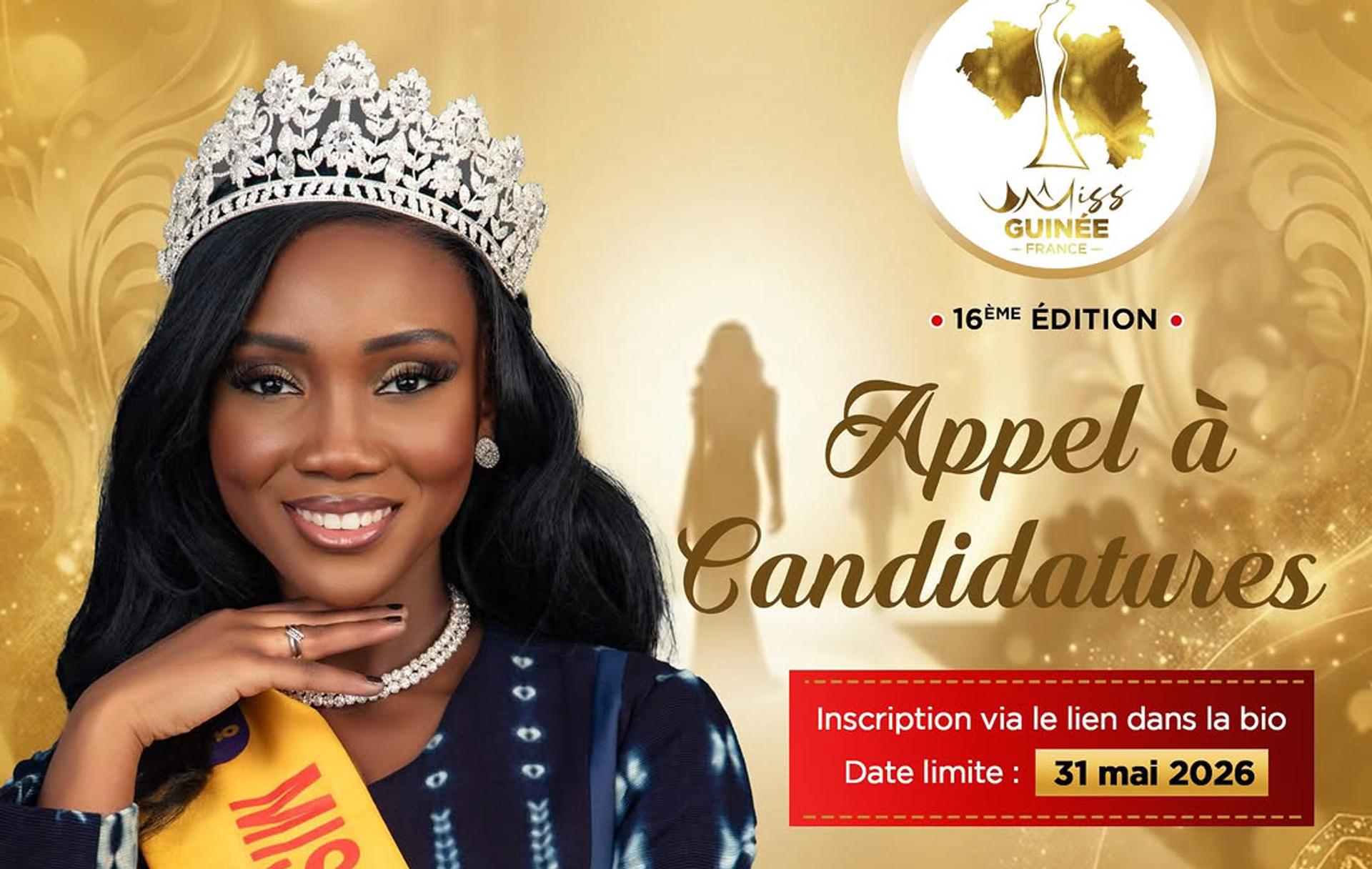Couronne de Miss et jeunes femmes guinéennes rayonnantes lors de l'élection Miss Guinée France.