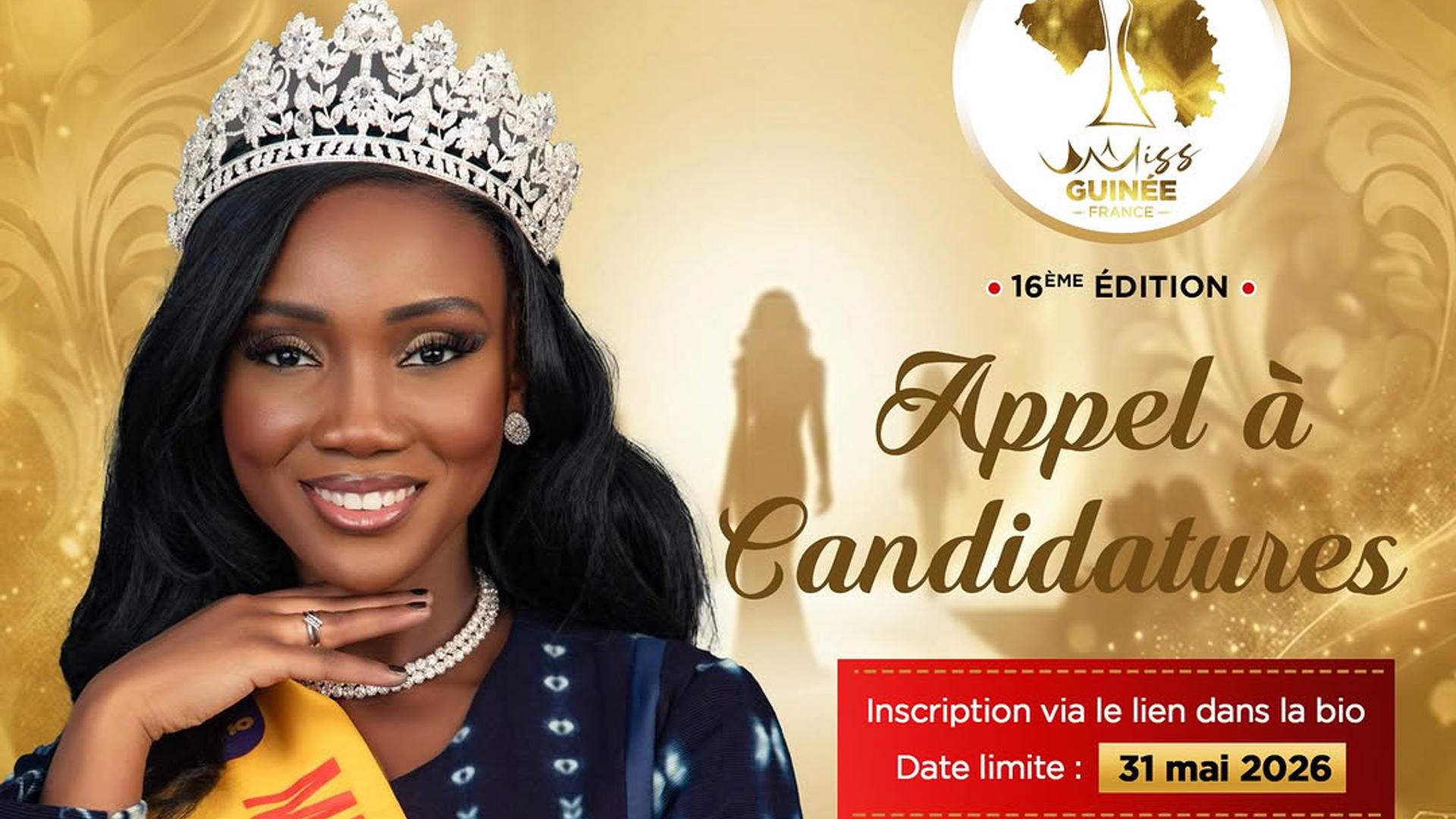 Couronne de Miss et jeunes femmes guinéennes rayonnantes lors de l'élection Miss Guinée France.