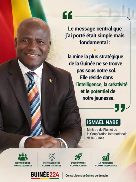 Le Ministre Ismaël Nabé représentant la vision Simandou 2040 lors du Forum des Nations Unies à Helsinki, en Finlande.