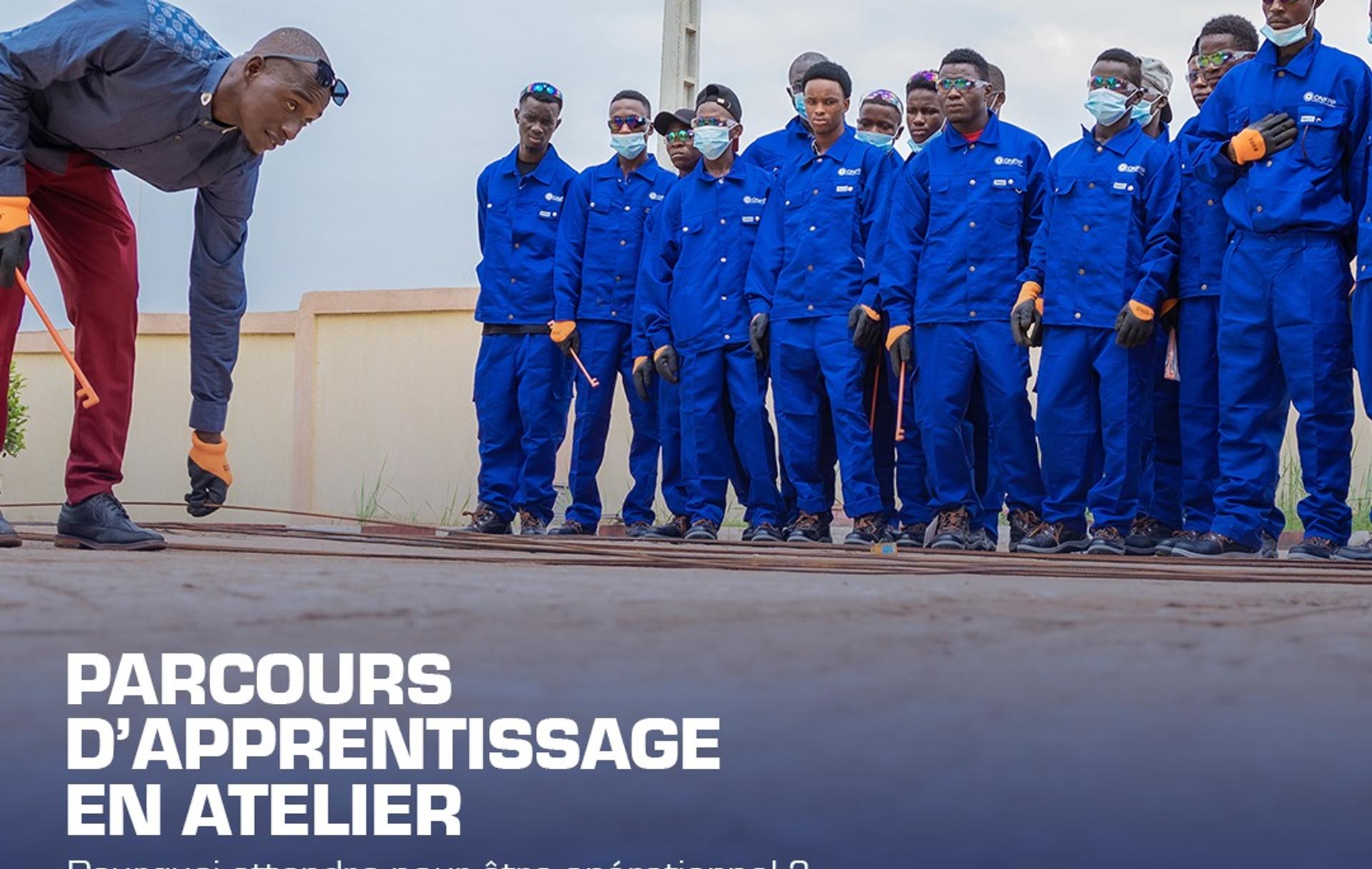Young professionals and women entrepreneurs participating in a practical training session organized by ONFPP in Guinea.