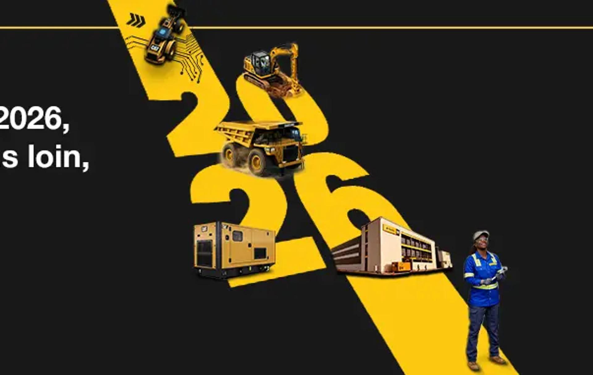 Guinean technicians participating in hands-on training on Caterpillar heavy equipment inside a modern Neemba technical workshop.