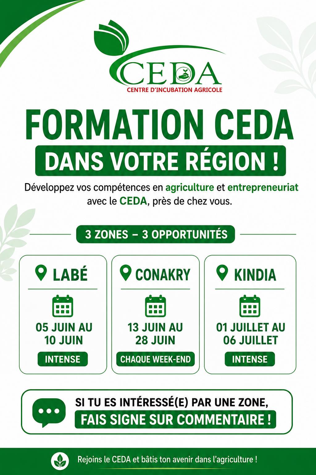 Jeune entrepreneur agricole guinéen travaillant dans une serre moderne, accompagné par les experts du CEDA Guinée.